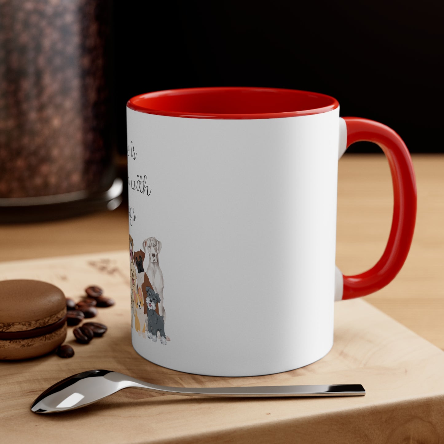 Life is Better with Dogs Accent Coffee Mug, 11oz