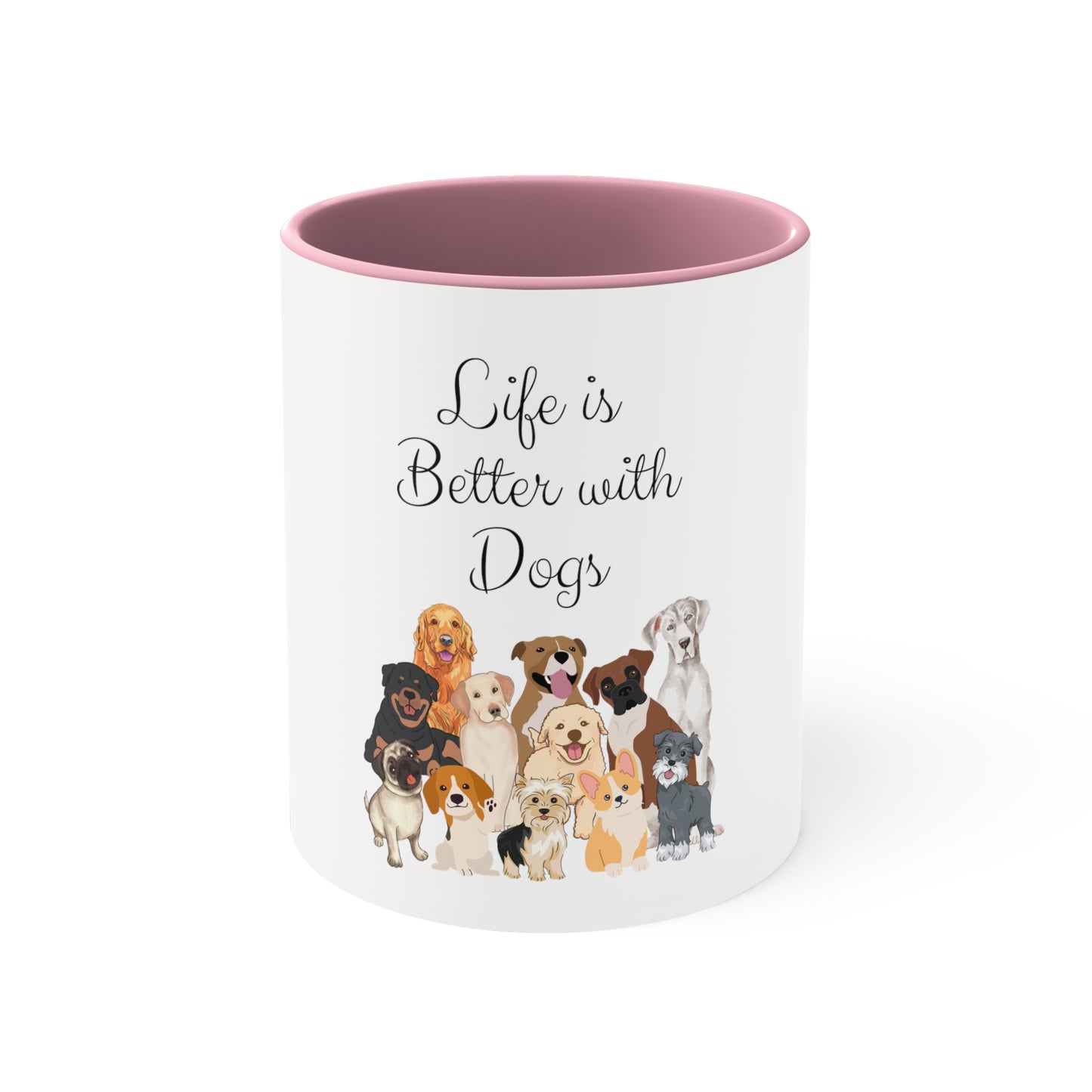 Life is Better with Dogs Accent Coffee Mug, 11oz