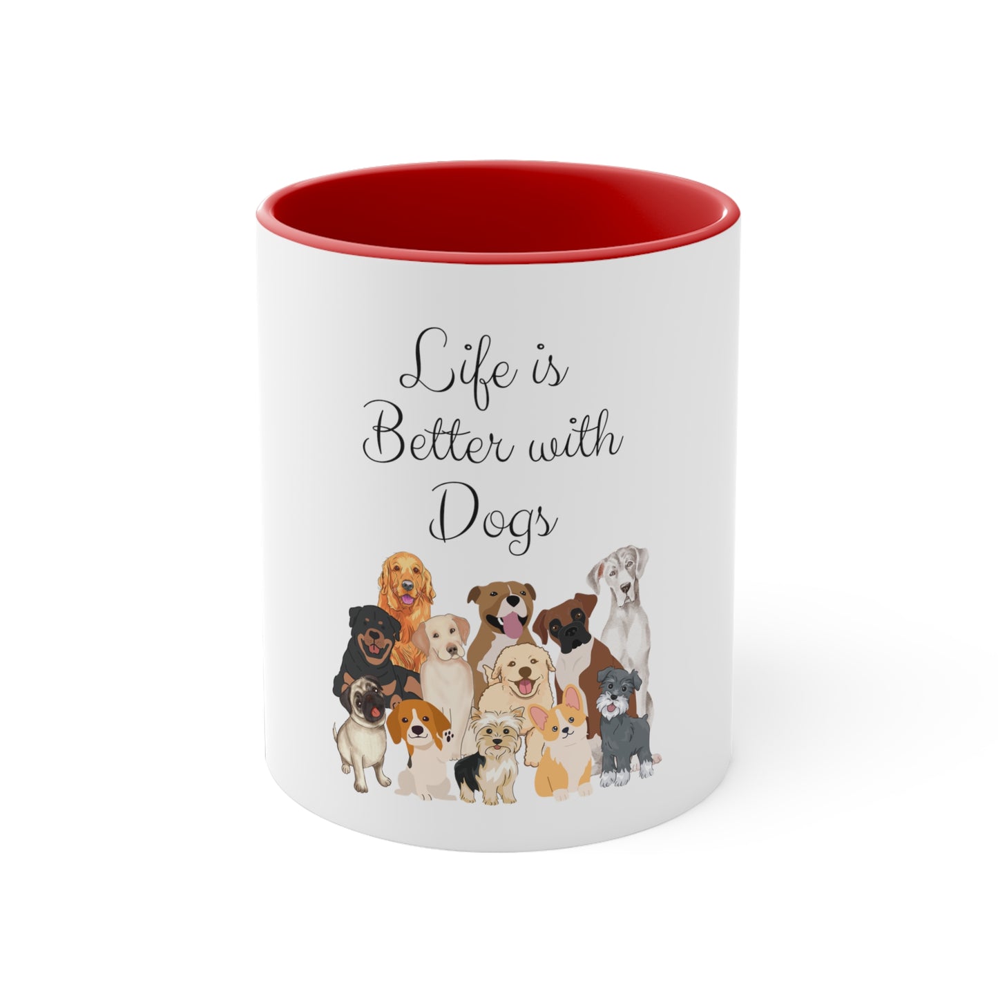 Life is Better with Dogs Accent Coffee Mug, 11oz