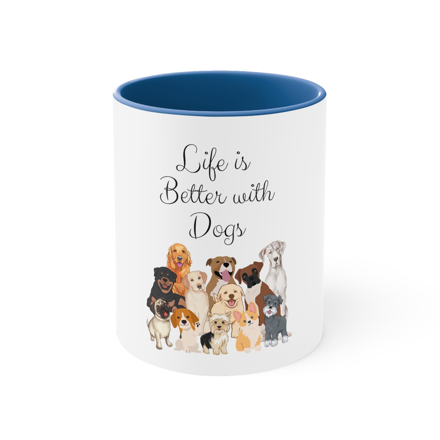 Life is Better with Dogs Accent Coffee Mug, 11oz