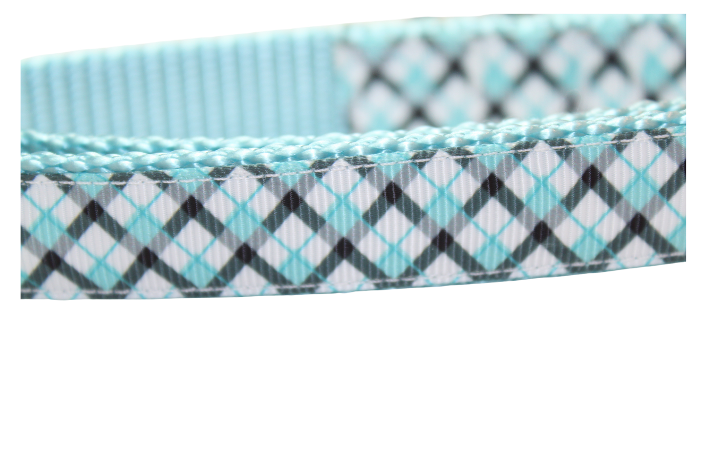 Teal & Black Plaid Dog Collar